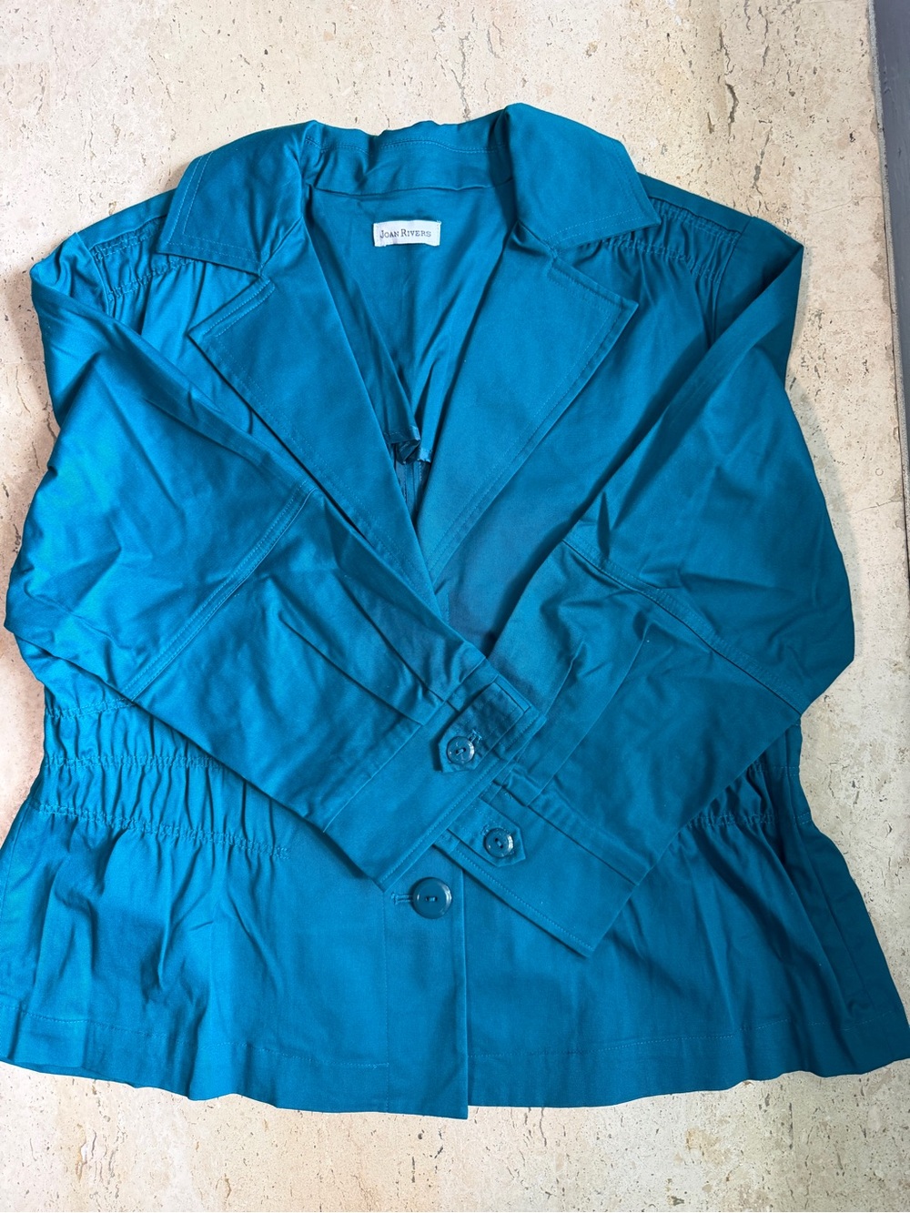 Joan Rivers QVC Vintage Y2K Rouched Waist Cotton Blazer Dark Teal Women’s XL